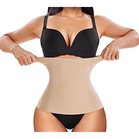 MICOHPKLE Waist Trainer for Women Postpartum Belly Band Wrap Belt C-Section Recovery Tummy Control Waist Cincher Body Shaper, Beige, Medium Cover