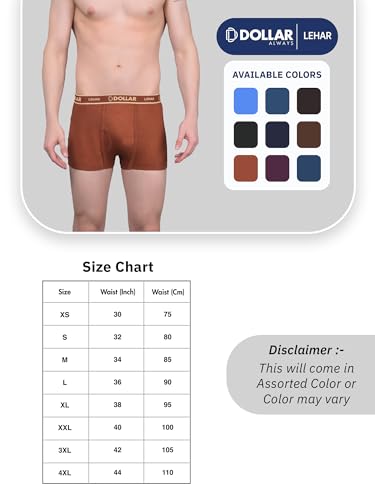 Image of Dollar Lehar Mens Combed Cotton Trunk - Actual Colour May Vary