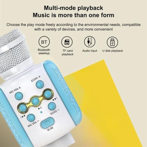 Image of Ankuka Wireless Karaoke Microphone with Speaker - Bluetooth Mic for Singing with LED Lights | Kids & Adults Portable Karaoke Mike with Echo Effect & 1800 mAh Battery for Birthday Home Party