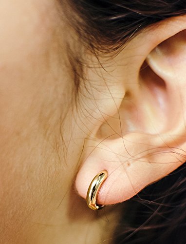 14K Gold Real Huggie Hoop Earrings, 3mm Tube, Solid Small Gold Hoops for Women and Men2