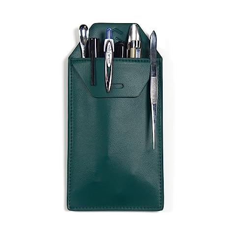 Pocket Protector for Lab Coats - Faux Leather Pen and Pencil Pouch for Scientists and Engineers by Genius Lab Gear (Spruce Green) Cover