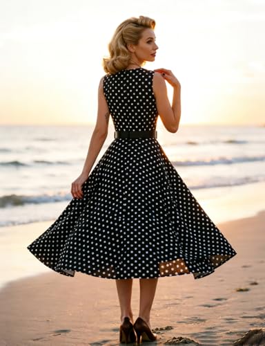 Image of Simple Flavor Women's Vintage Dress Sleeveless O-Neck Party Cocktail Dress