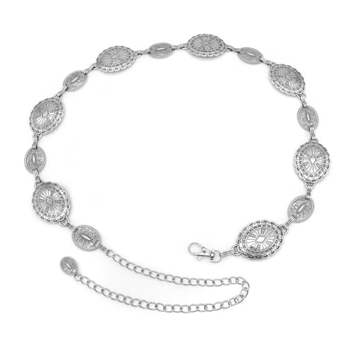 Image of Women's Concho Chain Belt Western Cowgirl Metal Waist Chain Belt for Dress