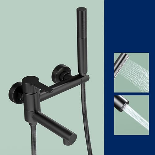 Mitigeur de baignoire noir mat cascade avec douchette chic