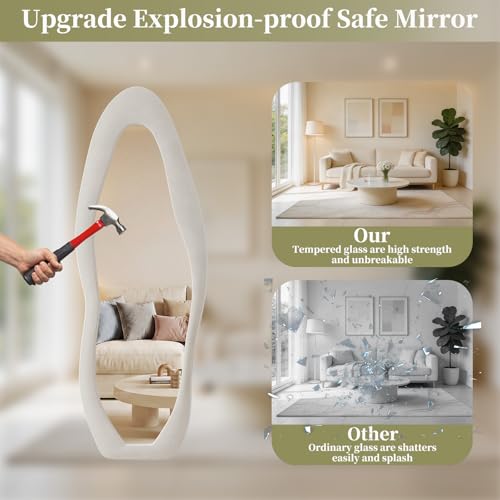 Image of Koonmi Full Length Mirror 63 inchx24 inch, Irregular Flannel Floor Mirrors