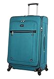 Nicole Miller Designer Luggage Collection - Expandable 24 Inch Softside Bag - Durable Mid-sized Lightweight Checked Suitcase with 4-Rolling Spinner Wheels (Rosalie Teal)