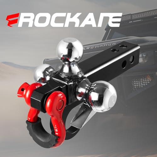 Rockane Trailer Hitch Tri-Ball Mount T-Shape with Pin, Lock, Tow Hook & 360°Swivel Tow Shackle, Fits 2\" Receiver，1-7/8\", 2\", 2-5/16\" Hitch Ball, 16000 Lbs MAX - Thumbnail 6