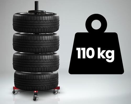Humberg Reifenregal 110 kg - Mobil Freistehend 4 Reifen - Stahl und Aluminium - Verhindert Verformungen - Garage Werkstatt