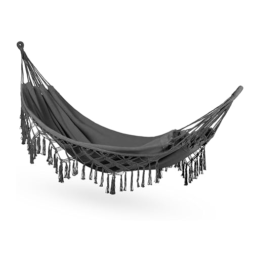 Hamac Suspendu - 200 x 150 cm - Hamac de Camping et Jardin Confortable - 250kg Capacité de Charge - 1-2 Personnes pour Intérieur, Balcon, Extérieur (Gris...
