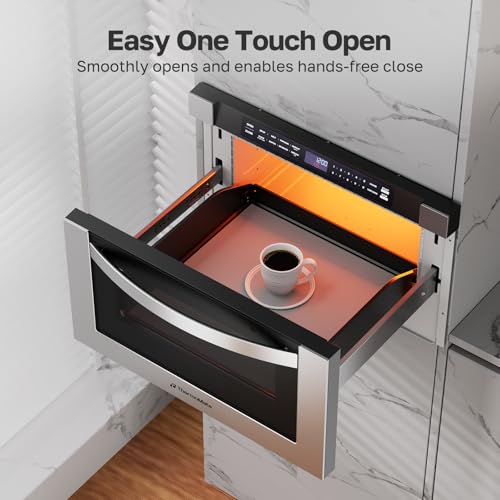 24 Inch Built-in Microwave Drawer, ThermoMate 1.2 Cu. Ft. Microwave Drawer with Automatic Presets, 1000 Watts with 11 Power Levels, Touch Controls, Sensor Cooking, Defrosting Rack, Stainless Steel - Thumbnail 3