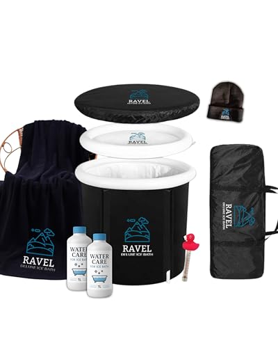 Ravel Deluxe Eisbad Tonne Set XL – Kältebad für Zuhause inkl. 2L Wasserpflege, Thermometer, 100% Baâ€¦ – Miniatur