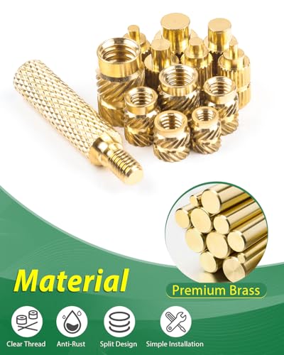 360 Stk Gewindeeinsatz M2 M2.5 M3 M4 M5 M6, Bolatus Einschmelzmuttern Messing mit Lötkolben Einschmelzhilfe, Gerändelt Einschmelzgewinde für Kunststoffteile, Gewindeeinsätze für 3D-Drucker Teile