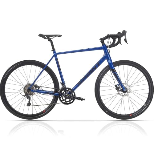 Airtracks 28 Bicicleta Gravel Bike Whisper Elite MD para hombre, 2 x 9 velocidades Shimano Sora ST-R3000, color azul, altura del cuadro de 52 cm y 56 cm, modelo 2026 (52 cm (altura 170-185 cm)