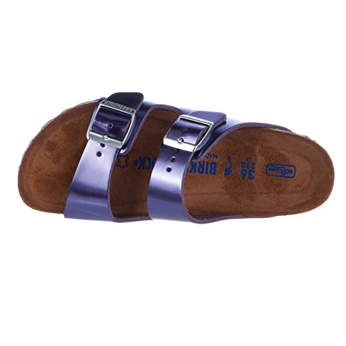 Image of Birkenstock Women's Arizona Soft Footbed Metallic Violet Leather Sandal
