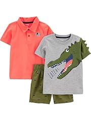 Coral Orange Elephant/Green Dinosaur/Grey Alligator