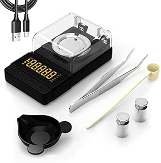MAXUS Digital Milligram Scale 50g/0.001g, Compact Mg Scale with 20g Calibration Weight, Black Powder Scale for Reloading, Includes a Scoop, a Powder Pan and Tweezers