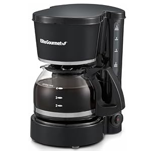 Elite Gourmet EHC-5055 Automatic 5-Cup Brew & Drip Coffee Maker with Pause N Serve Reusable Filter, On/Off Switch, Water Level Indicator