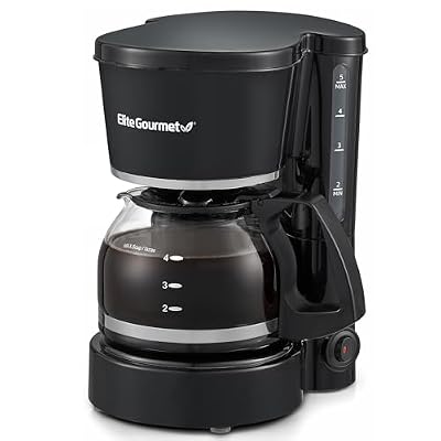 Elite Gourmet EHC-5055 Automatic 5-Cup Brew & Drip Coffee Maker with Pause N Serve Reusable Filter, On/Off Switch, Water Level Indicator