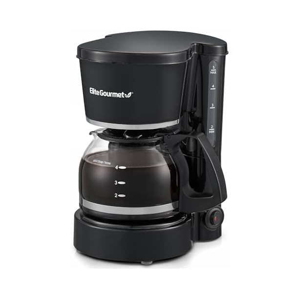Elite Gourmet EHC-5055 Automatic 5-Cup Brew & Drip Coffee Maker with Pause N Serve Reusable Filter, On/Off Switch, Water Level Indicator