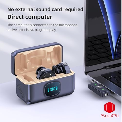 Image of SOOPII Wireless Lavalier Microphone,Clip-On Lapel Mic with Type-C Receiver | Plug & Play, 20m Range,Noise Cancellation,High Sensitivity,Clear Sound | Compatible with Mobile, Vlogging & Live Streaming