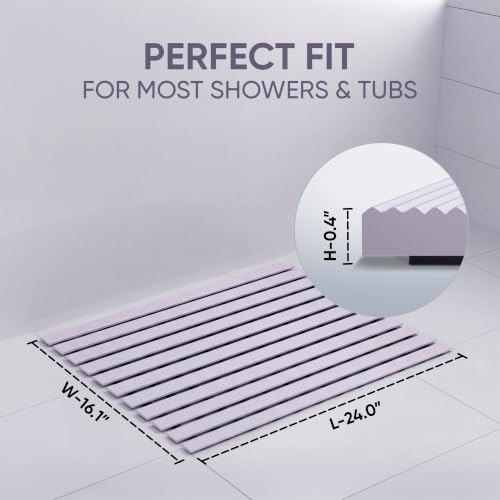 Image of Frido AeroDry Bath Mat, Premium Anti-Slip Bathroom Mat with Firm Grip, Fast-Drain Design & Gentle Massage Texture, Non-Slip PVC Shower Mat for Bathroom Floor - Lavender Mauve