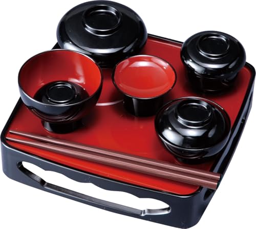 紀州塗り 5.5寸 16.5cm 低型 仏器膳セット 美里 黒内朱