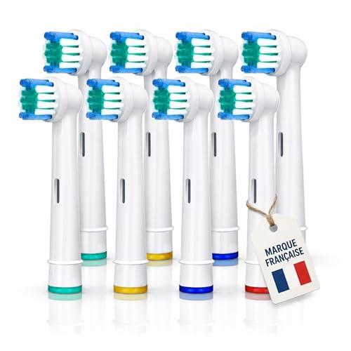 Lot de 8 Brossettes OB de Rechange, Tete Brosse a Dent OB Compatible Vitality Dual Clean, TriZone, Advance Power, Triumph, 3D Excel, Sensitive Clean, Embout...