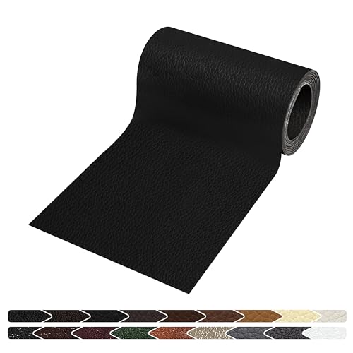 KING MOUNTAIN Leather Repair Patch 4 x 63 Inches self Adhesive Leather Repair Tape for Damaged Leather Furniture Sofa Seating Car Seats Leather Goods(Black)