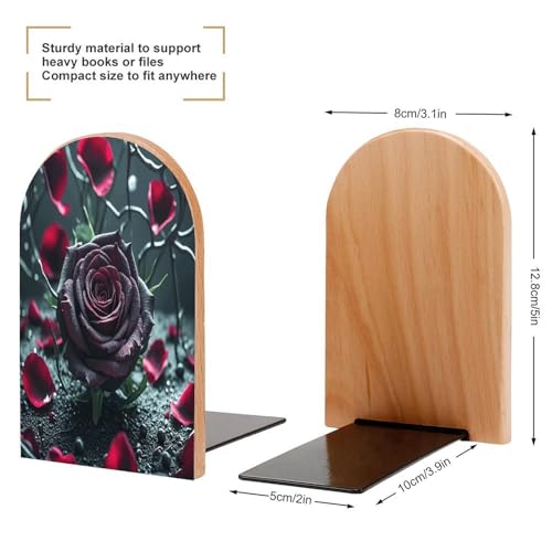 Sujetalibros de madera moderno universal con base de metal de alta resistencia 3