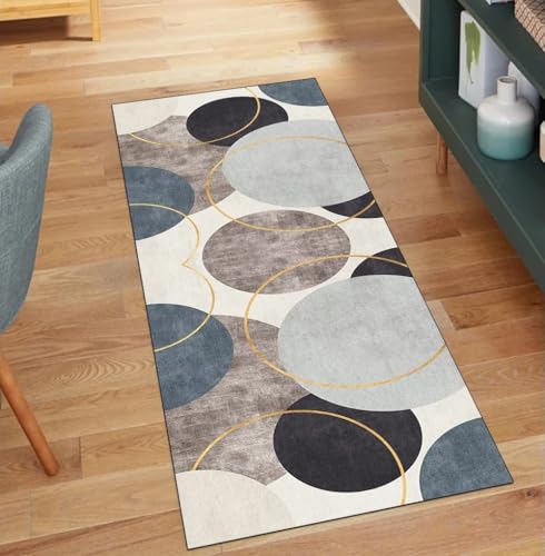 Alfombra de pasillo de 50x350 cm lavable con diseño patchwork gris 2