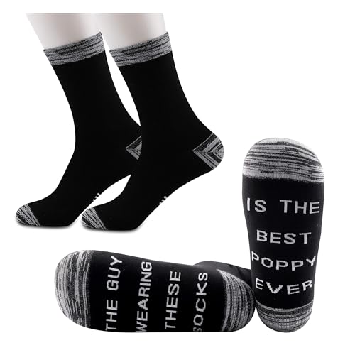 JXGZSO 2 Pairs Poppy Gift The Guy Wearing These Socks Is The Best Poppy Ever Socks Fathers Day Present Birthday Gift