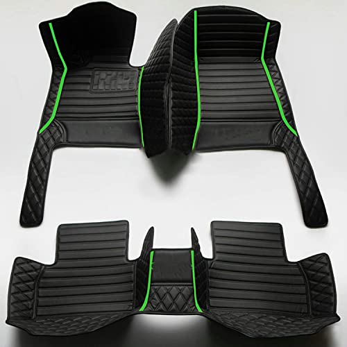 YaruicarCustom Car Floor Mats for 99.99% Sedan SUV Sports Car Men Women Protection Full Coverage Pads Anti-Slip Leather Floor Lining All Weather Car Floor Mats (Black Green)