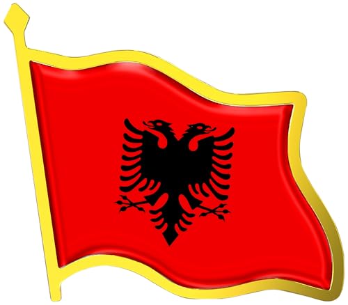 Albania Flag Lapel Pin - Enamel Metal National Badge | World Travel Souvenir Gifts for Men & Women | Country Flag Patriotic Brooch Bulk Pack of Pins for Hat, Tie, Clothes, Backpack (1pc)