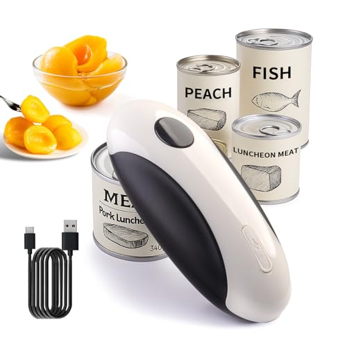 CIRCLE JOY Rechargeable Electric Can Opener for Seniors with Smooth Edge, Food-Safe, Handsfree Automatic Opener for Almost Any Can Sizes, Kitchen Gadgets for Home