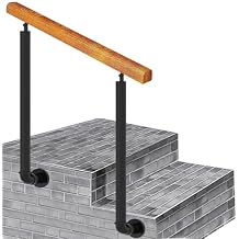 Side Mount Hand Rails - Metal Wrought Iron Transitional Handrail Fits 2 or 3 Steps - Indoor Outdoor Stair Railing for Cement Concrete Steps and Wooden StepsLength 35inch