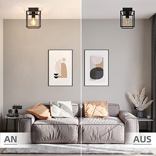 Homefire Ceiling Light E27 Ceiling Light Retro Black Industrial Kitchen Lamp for Bedroom Living Room Vintage Lamp Made of Metal Ceiling Lighting for Hallway Kitchen Dining Room - Image 4