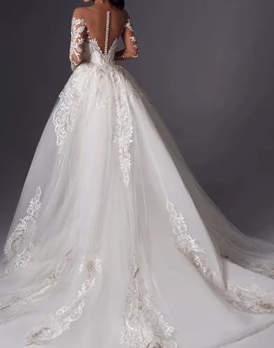 Mermaid/Trumpet Sexy Formal Wedding Dress Long Sleeve Court Train Off Shoulder Romantic Bridal Gown Appliques 20253