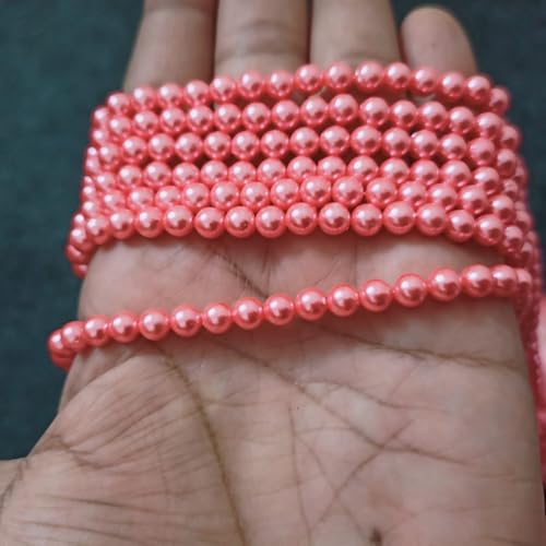 Image of Plastic 6 mm Beads /moti Kit 500 pcs for Jewellery Making /Craftwork /Decorations (Peach)