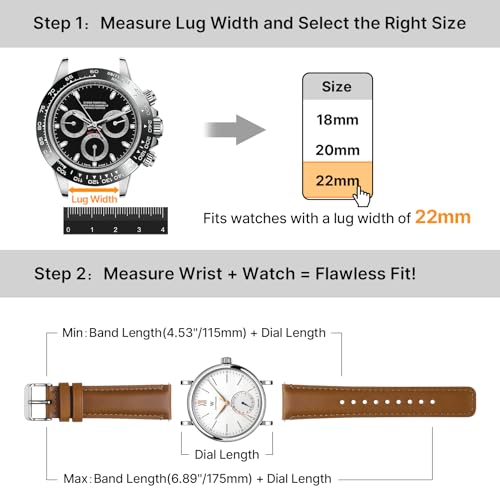 Image of Fullmosa 2 Pack 22mm Leather Watch Bands Quick Release Watch Strap for Men Women, Soft Replacement Strap Wristband with Stainless Steel Buckle,22mm Toffee Brown&Silver /Black&Black | 2 Pack Straps for Vivoactive 4(45mm), Venu 4 (45mm) /3 /2 (45mm), Samsung Galaxy 46mm, Toffee Brown+Silver /Black+Black