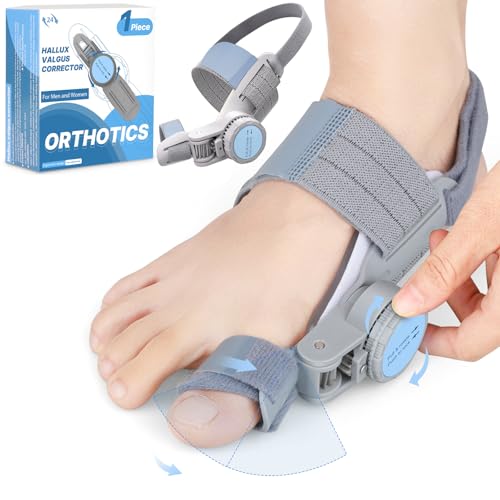 VEVARUN Bunion Corrector for Women Men: Big Toe Straightener Bunion Fix with Adjustable Knob-Orthopedic Bunions Splint Brace Toe Alignment Correction for Hallux Valgus Pain Relief Day/Night Grey Blue