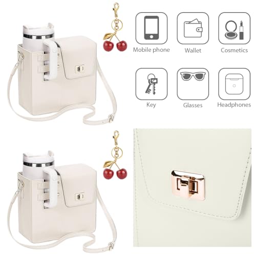 JQWYGB Crossbody Bags for Stanley Cup Purse Crossbody Outdoor Water Bottle Bag Tumbler Purses with Cherry Bag Charms4
