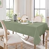 Dee's Collection Linen Tablecloth 60 x 108 Inch – 100% Pure Linen Classic Hemstitch Tablecloth Rainforest Moss – Machine Washable and Handcrafted from European Flax