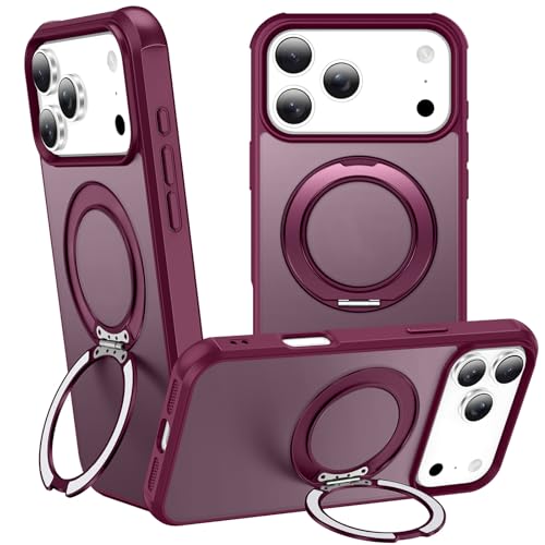 Anneau pivotant 360 pour iPhone 17 Pro coque MagSafe anti-choc rouge