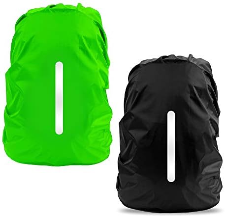 LAMA 2pcs Waterproof Rain Cover for Backpack, Reflective Rainproof Protector for Anti-dust and Anti-Theft M 26L-40L Black