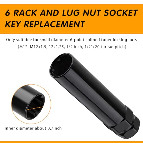 Image of ijuicy 6 Spline Lug Nut Socket, Wheel Lug Nut Removal Tool, Lug Nut Key with 3 /4 Inch and 13 /16 Inch Hex, Suitable for 1 /2 Inch M12x1.5 M12x1.25 Lug Nuts (Black)