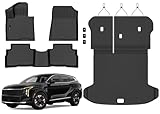 Auxko All Weather Floor Mats Cargo Mat with Backrest Mat for Kia Sportage 2026 Hybrid Only All Season TPE Accessories Odorless Anti-Slip Floor Liners Trunk Tray with Back Seat Protector