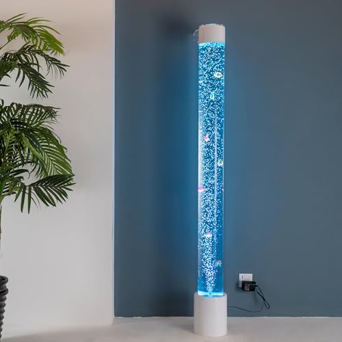 Sensolio 6FT Sensory Water Bubble Tube Lamp with Colorful LED Lights and Swimming Fish - Calming Aquarium Night Light for Children and Sensory Integration Therapy