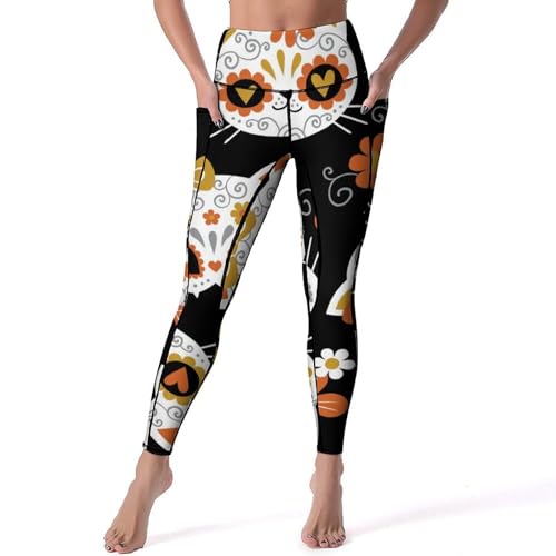Legging de yoga imprimé chat pantalon de sport femme pour gym et jogging S