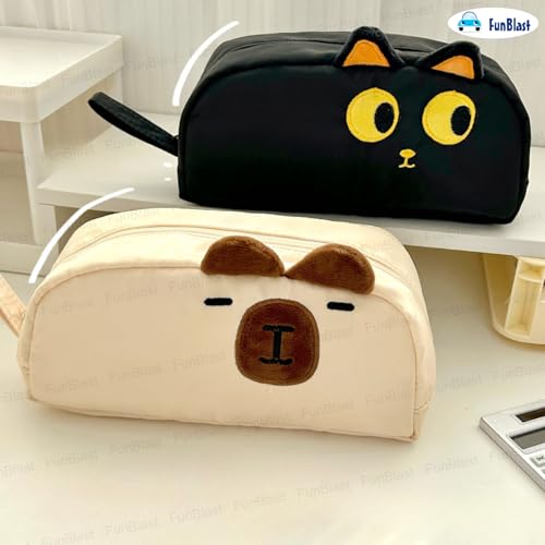 Image of FunBlast Pencil Pouch for Girls - Capybara Pouch for Girl, Multipurpose Zipper Pouch, Aesthetic Pouch for Girl, Kawaii Pencil Case, Cute Pouches for Girls, Return Gift for Kids (Black)