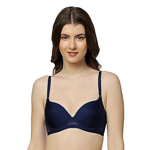 Image of Triumph International Women's Polyamide Wired Seamless T Shirt Bra (123I289 Navy Blue
